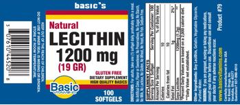 Basic Vitamins Natural Lecithin 1200 mg (19 gr) - supplement