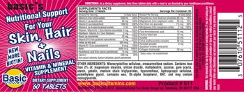Basic Vitamins Nutritional Support for Your Skin, Hair + Nails - vitamin mineral supplement supplement