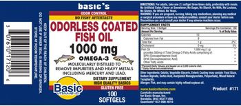 Basic Vitamins Oderless Coated Fish Oil 1000 mg Omega-3 - supplement