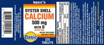 Basic Vitamins Oyster Shell Calcium 500 mg with D - supplement