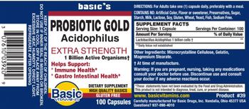 Basic Vitamins Probiotic Gold Acidophilus Extra Strength - supplement