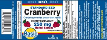 Basic Vitamins Standardized Cranberry 250 mg - supplement