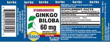 Basic Vitamins Standardized Ginkgo Biloba 60 mg - supplement