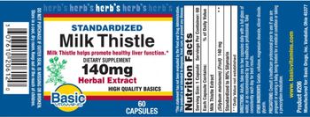 Basic Vitamins Standardized Milk Thistle 140 mg - supplement