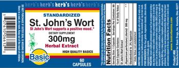 Basic Vitamins Standardized St. John's Wort 300 mg Herbal Extract - supplement