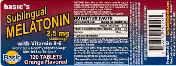 Basic Vitamins Sublingual Melatonin 2.5 mg With Vitamin B-6 Orange Flavored - 