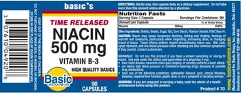 Basic Vitamins Time Released Niacin 500 mg - supplement