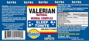 Basic Vitamins Valerian - supplement