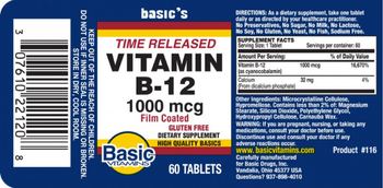 Basic Vitamins Vitamin B-12 1000 mcg Time Released - supplement
