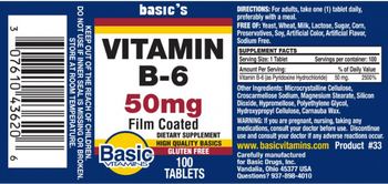 Basic Vitamins Vitamin B-6 50 mg - supplement