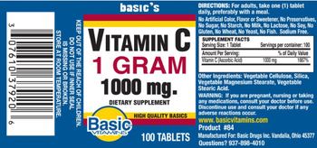 Basic Vitamins Vitamin C 1 gram 1000 mg - supplement