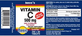 Basic Vitamins Vitamin C 500 mg - supplement