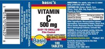 Basic Vitamins Vitamin C 500 mg - supplement