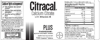 Bayer Citracal Calcium Citrate With Vitamin D - multimineral supplement