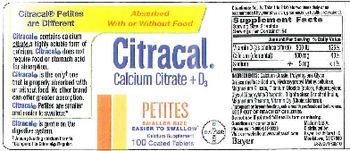 Bayer Citracal Calcium Citrate+D3 Petites - calcium supplement