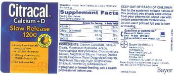 Bayer Citracal Calcium+D Slow Release 1200 - calcium supplement