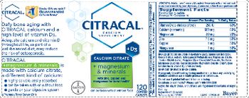 Bayer Citracal Citracal Calcium Citrate + Magnesium & Minerals - calcium supplement