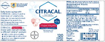 Bayer Citracal Citracal Maximum Calcium Citrate - calcium supplement