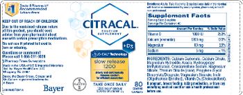 Bayer Citracal Citracal Slow Release 1200 - calcium supplement