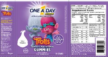 Bayer One A Day Kids Trolls Complete Multivitamin Gummies - childrens multivitamin supplement