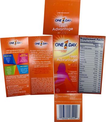 Bayer One A Day Teen Advantage For Her Complete Multivitamin - 