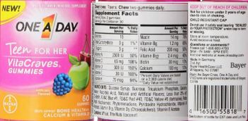Bayer One A Day Teen For Her VitaCraves Gummies - artificially flavored