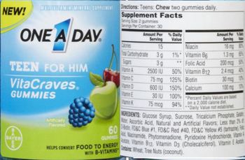 Bayer One A Day Teen For Him VitaCraves Gummies - multivitaminmineral supplement