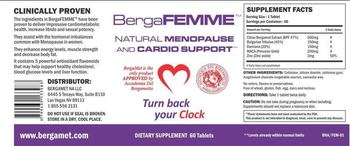 BergaFemme Natural Menopause And Cardio Support - supplement