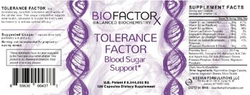 Bio Factor Tolerance Factor - supplement