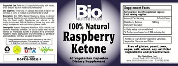 Bio Nutrition 100% Natural Raspberry Ketone - supplement