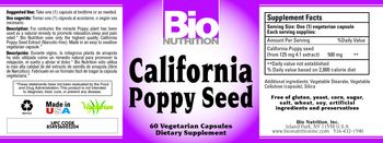 Bio Nutrition California Poppy Seed - supplement