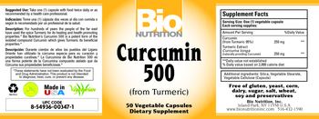 Bio Nutrition Curcumin 500 - supplement