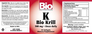 Bio Nutrition K Bio Krill 500 mg - supplement