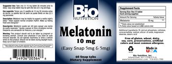 Bio Nutrition Melatonin 10 mg - supplement