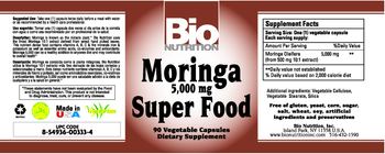 Bio Nutrition Moringa 5,000 mg Super Food - supplement