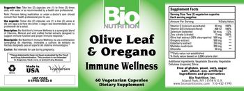 Bio Nutrition Olive Leaf & Oregano Immune Wellness - supplement