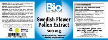 Bio Nutrition Swedish Flower Pollen Extract 500 mg - supplement