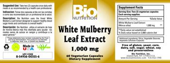 Bio Nutrition White Mulberry Leaf Extract 1,000 mg - supplement