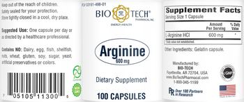 Bio-Tech Pharmacal Arginine 600 mg - supplement