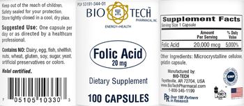 Bio-Tech Pharmacal Folic Acid 20 mg - supplement