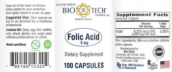 Bio-Tech Pharmacal Folic Acid 5 mg - supplement