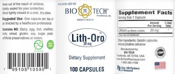 Bio-Tech Pharmacal Lith-Oro 20 mg - supplement