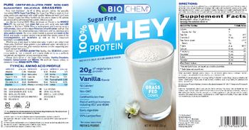 Biochem 100% Sugar Free Whey Protein Vanilla Flavor - protein supplement