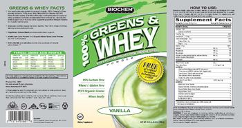 BioChem Sports 100% Greens & Whey Powder Vanilla - supplement