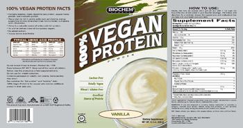 BioChem Sports 100% Vegan Protein Powder Vanilla - supplement