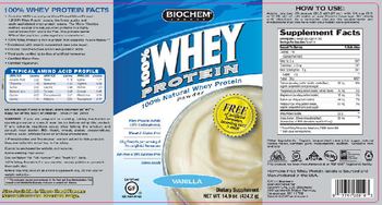 BioChem Sports 100% Whey Protein Powder Vanilla - supplement