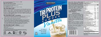 BioChem Sports Tri Protein Plus Powder Vanilla - supplement