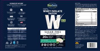 Biochem W 100% Whey Isolate Protein Coconut Flavor Sugar-Free - protein supplement