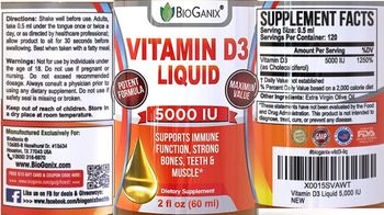 BioGanix Vitamin D3 Liquid 5000 IU - supplement