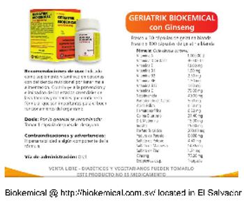 Biokemical Geriatric Biochemical with Ginseng - supplement